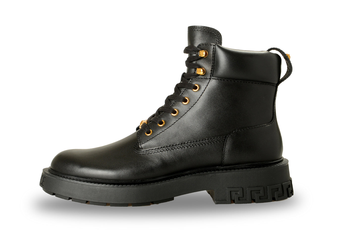Versace Men's Black Leather Lace Up Boots Shoes US 8 IT 41