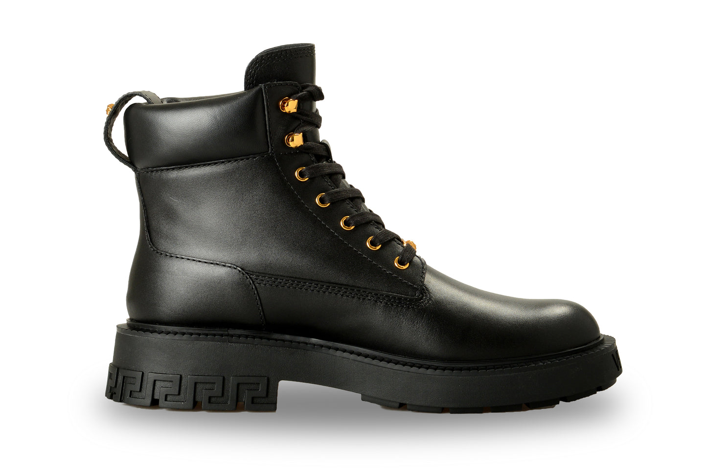 Versace Men's Black Leather Lace Up Boots Shoes US 8 IT 41