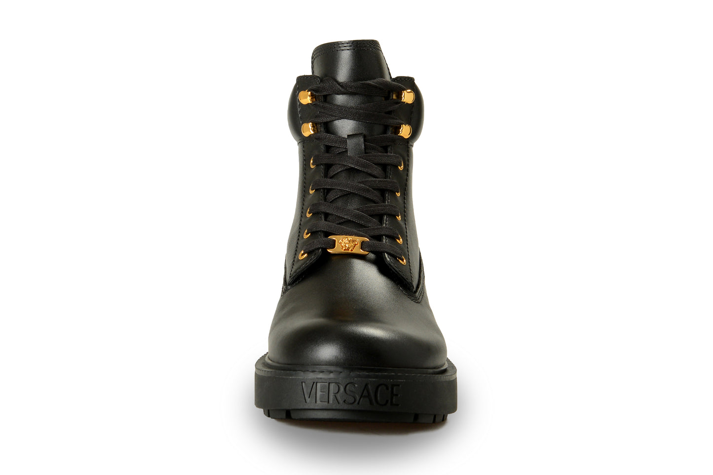 Versace Men's Black Leather Lace Up Boots Shoes US 8 IT 41
