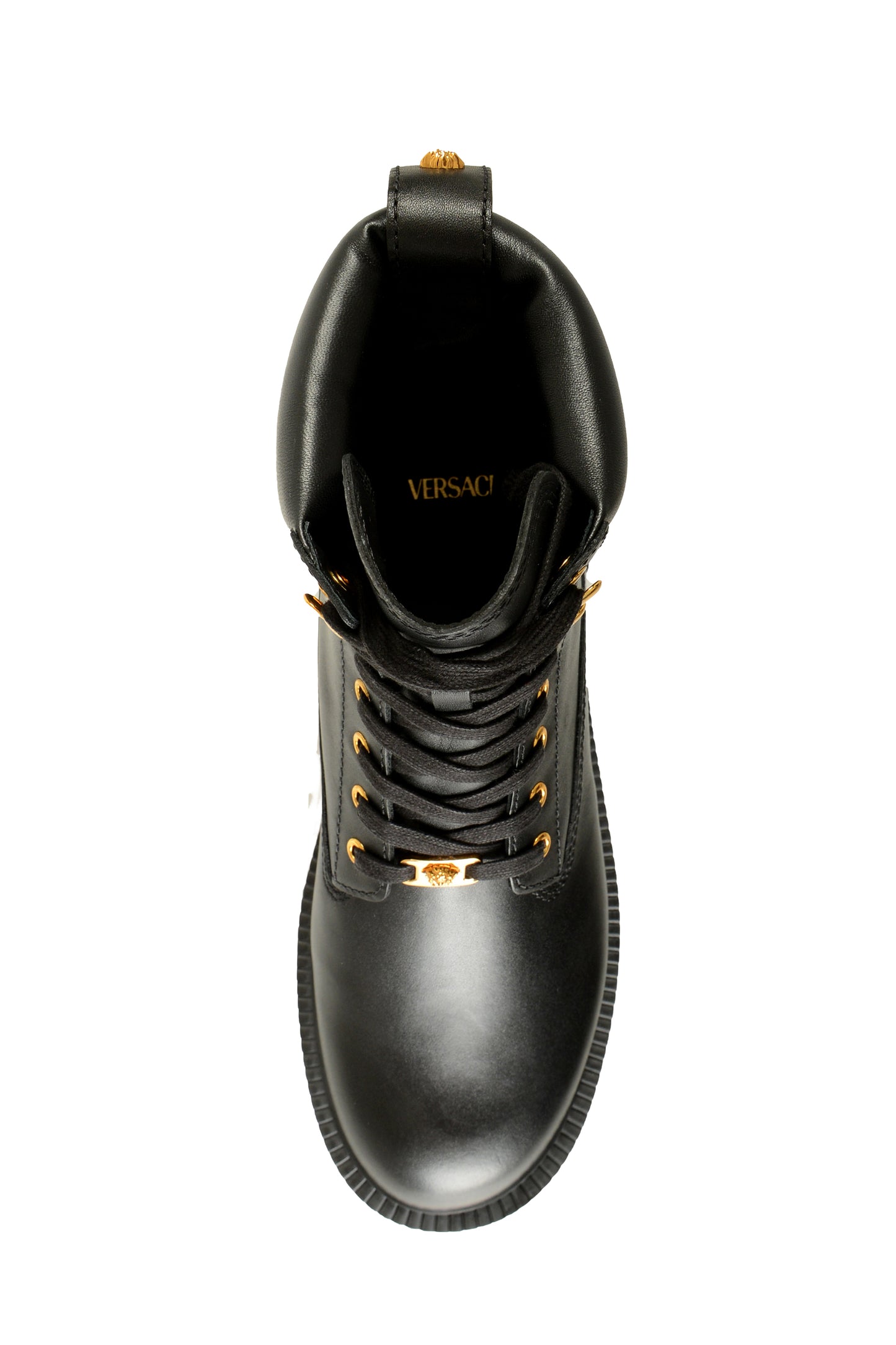 Versace Men's Black Leather Lace Up Boots Shoes US 8 IT 41