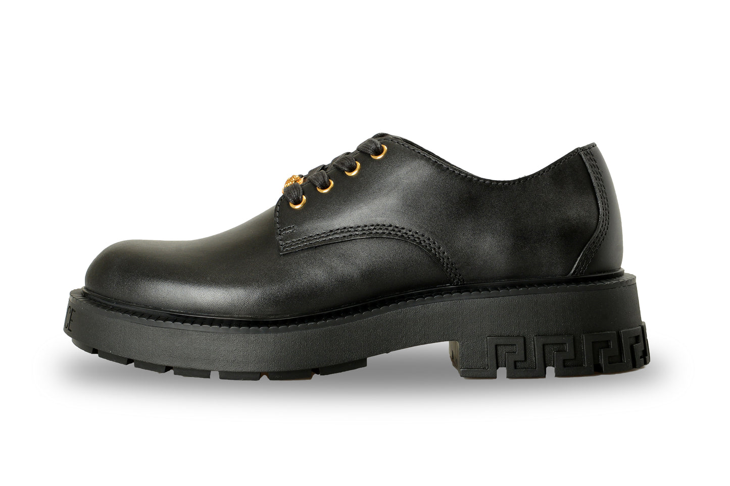 Versace Men's Black Leather Lace Up Derby Shoes US 11 IT 44