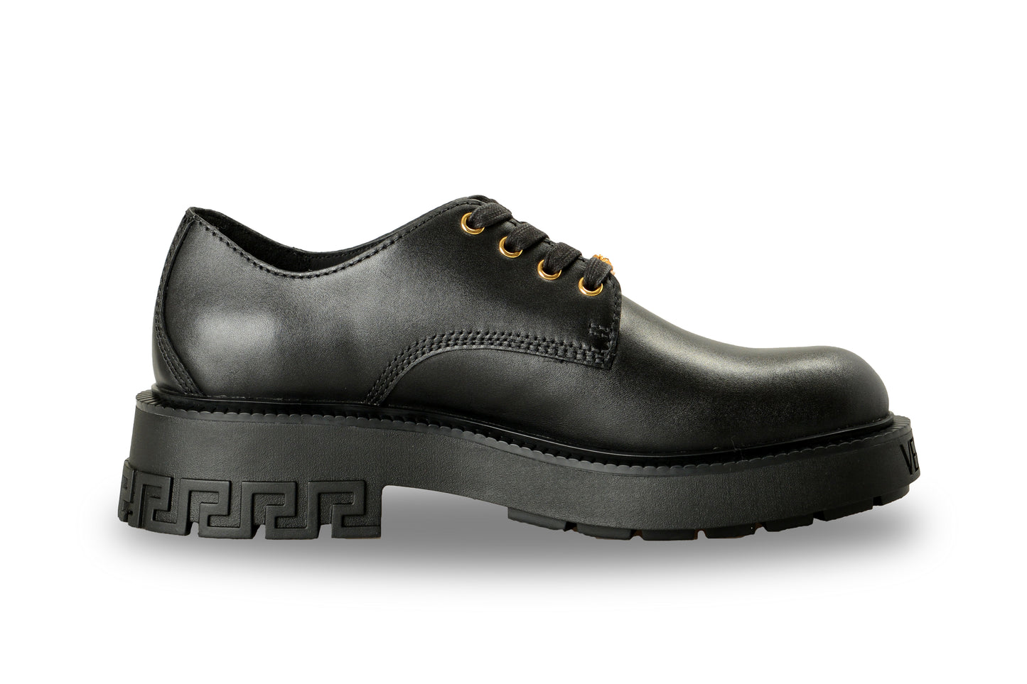 Versace Men's Black Leather Lace Up Derby Shoes US 8 IT 41
