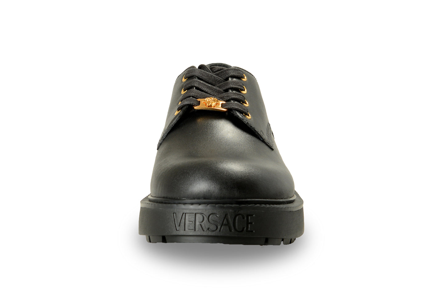Versace Men's Black Leather Lace Up Derby Shoes US 8 IT 41