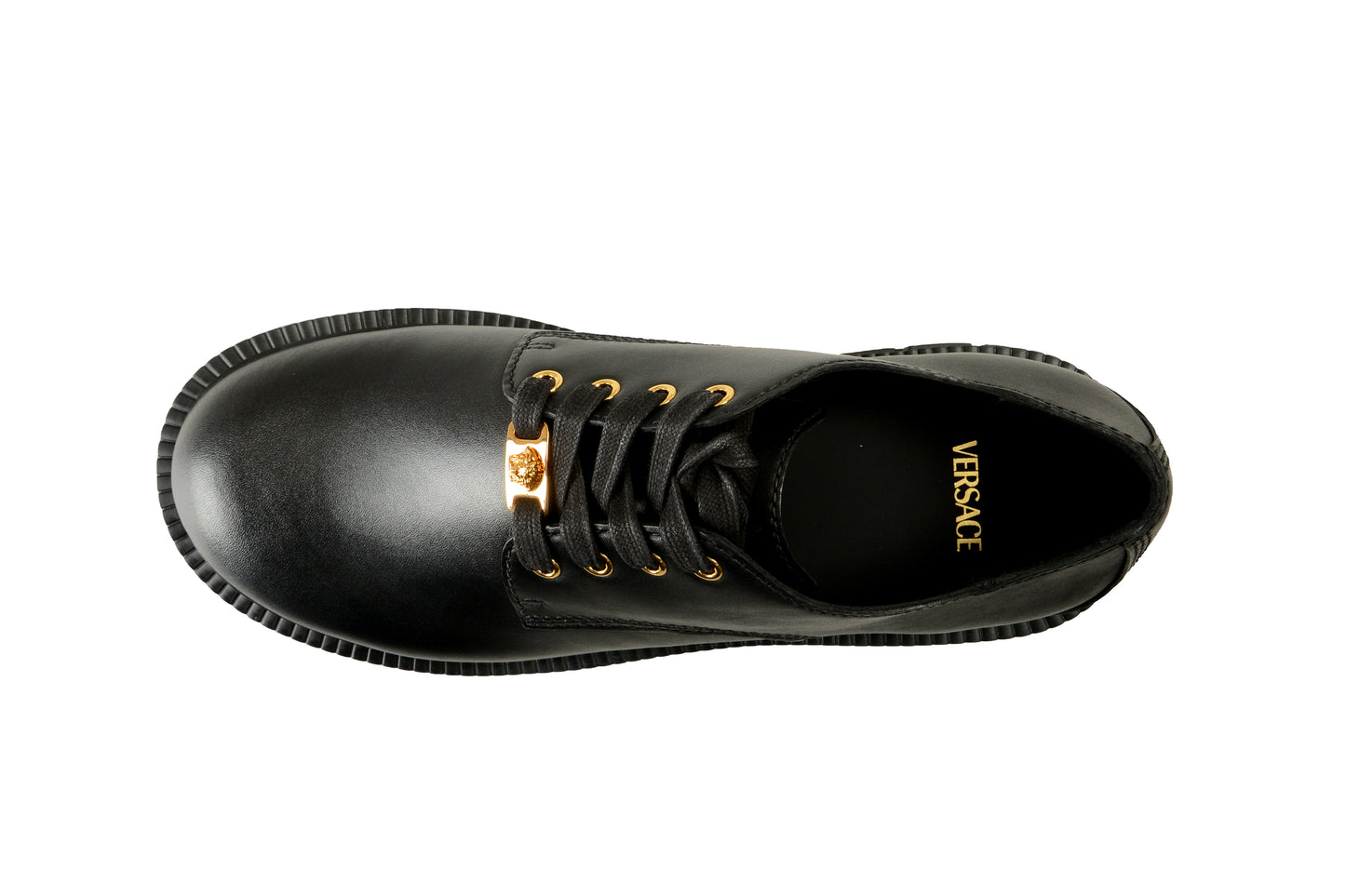 Versace Men's Black Leather Lace Up Derby Shoes US 8 IT 41