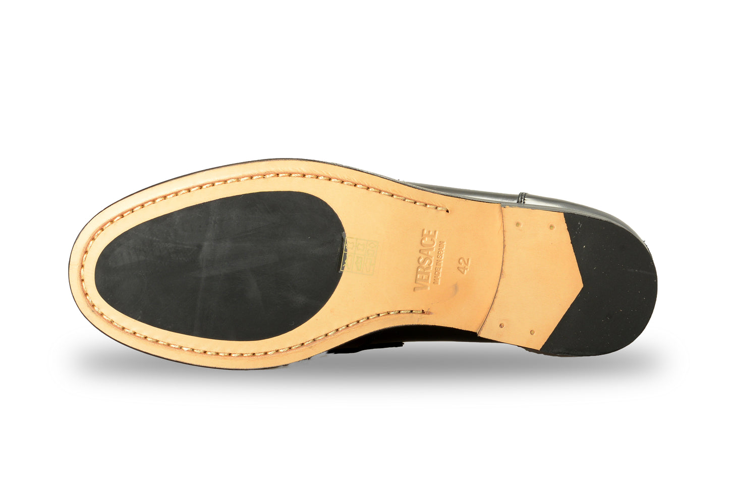 Versace Men's Black Leather Gold Medusa Logo Loafers Shoes US 12 IT 45