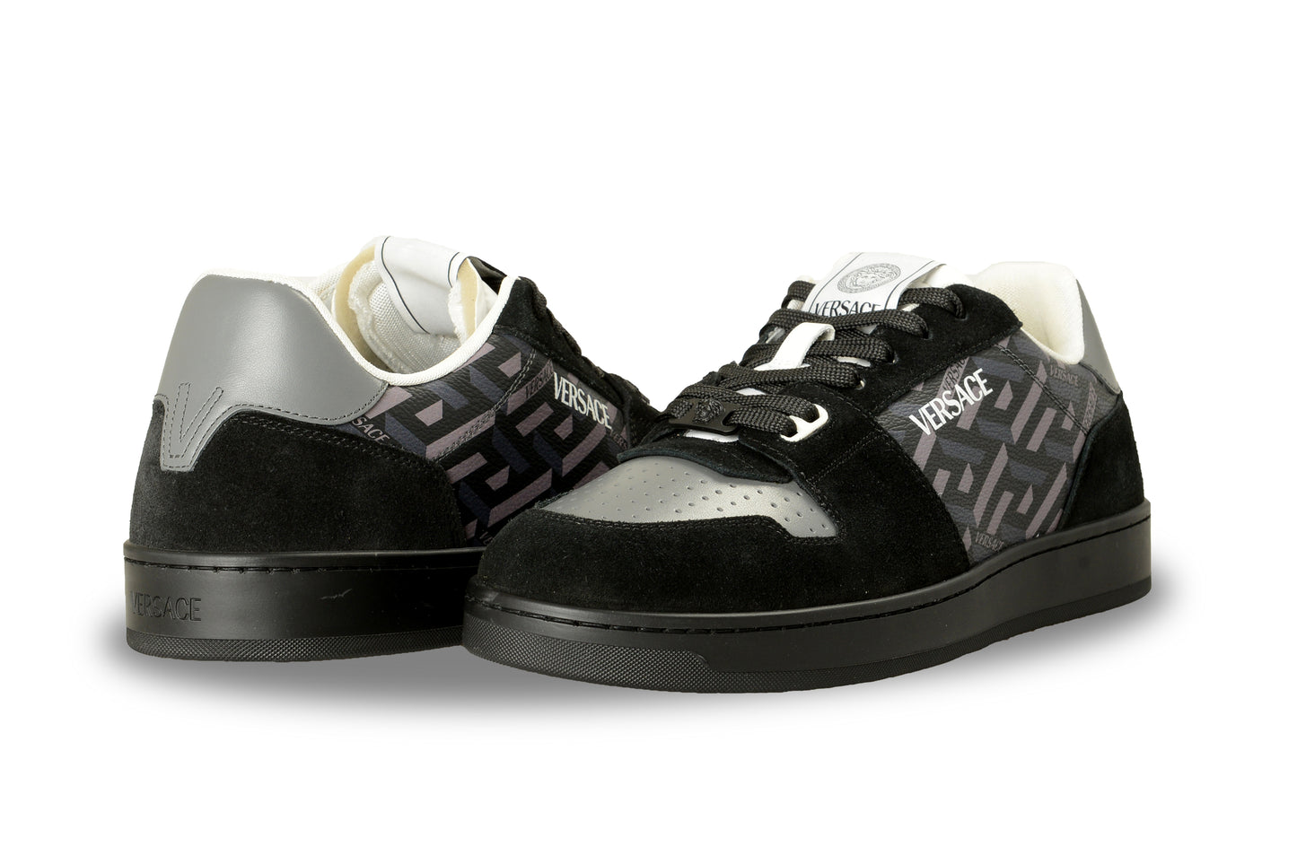 Versace Men's "The Greek Print" Leather & Suede Sneakers Shoes US 13 IT 46