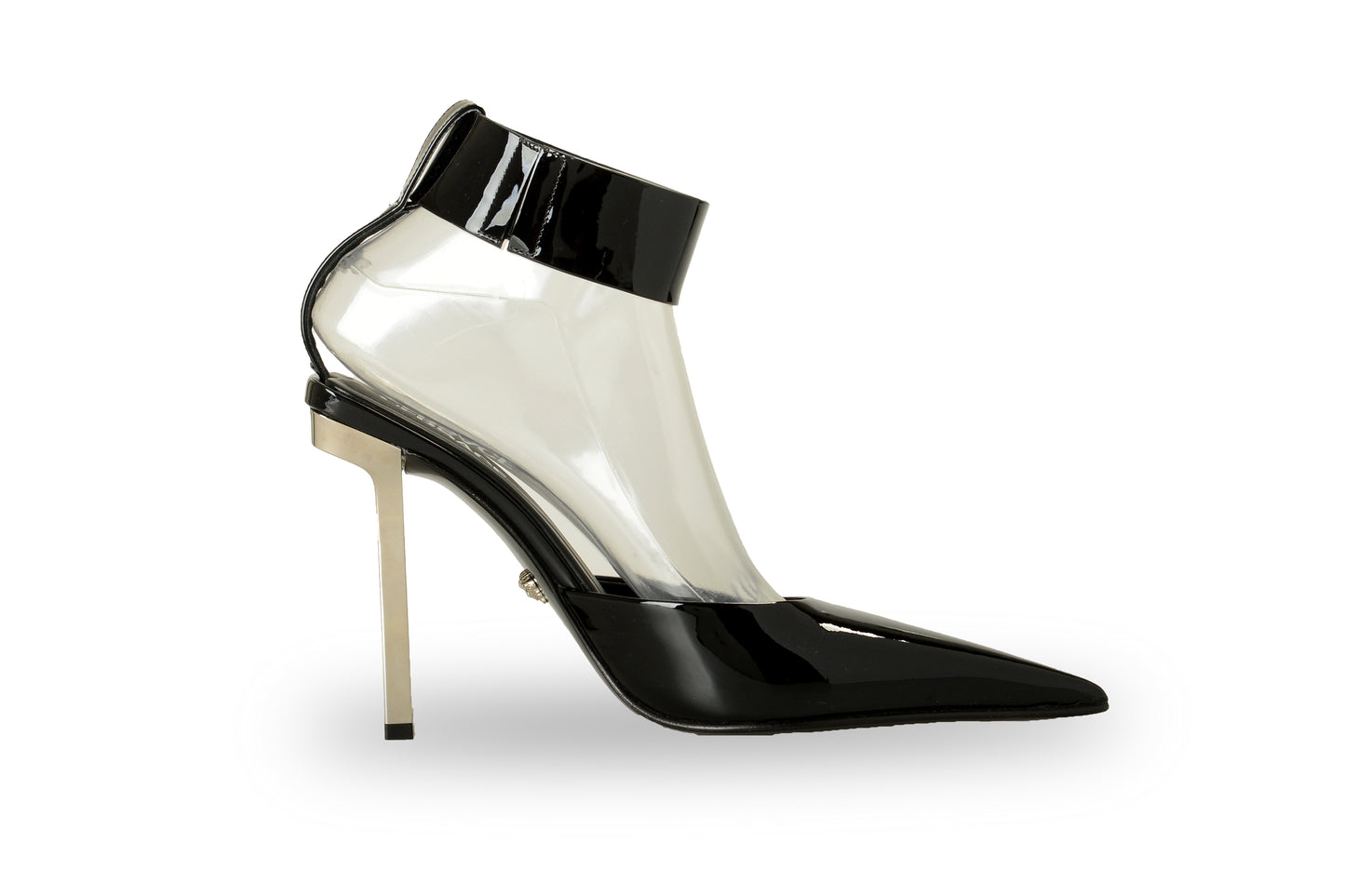 Versace Women's Black 100% Patent Leather Ankle Strap Pump Shoes US 9 IT 39