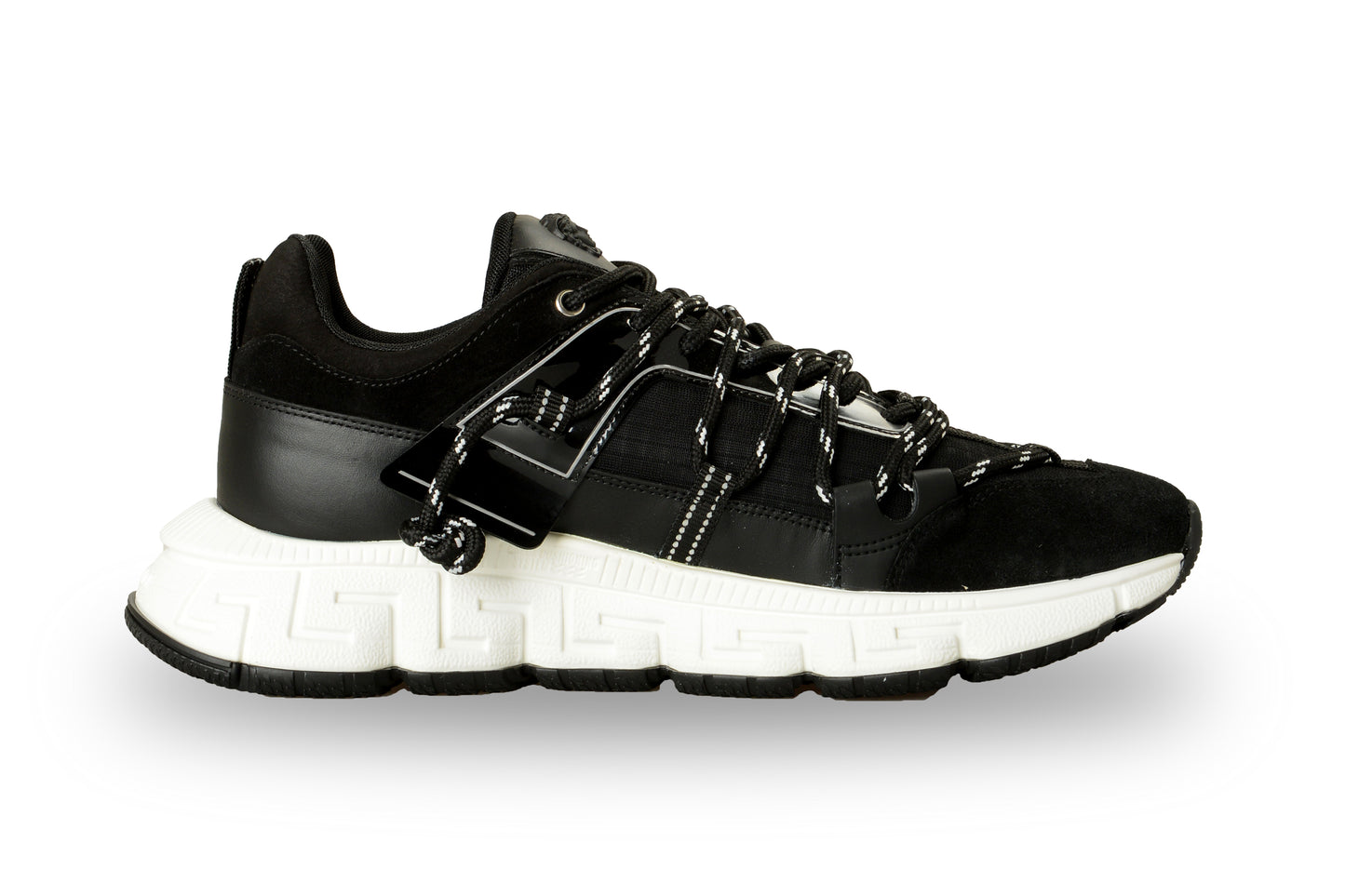 Versace Men's Black Suede & Leather Black Medusa Head Sneakers Shoes US 13 IT 46
