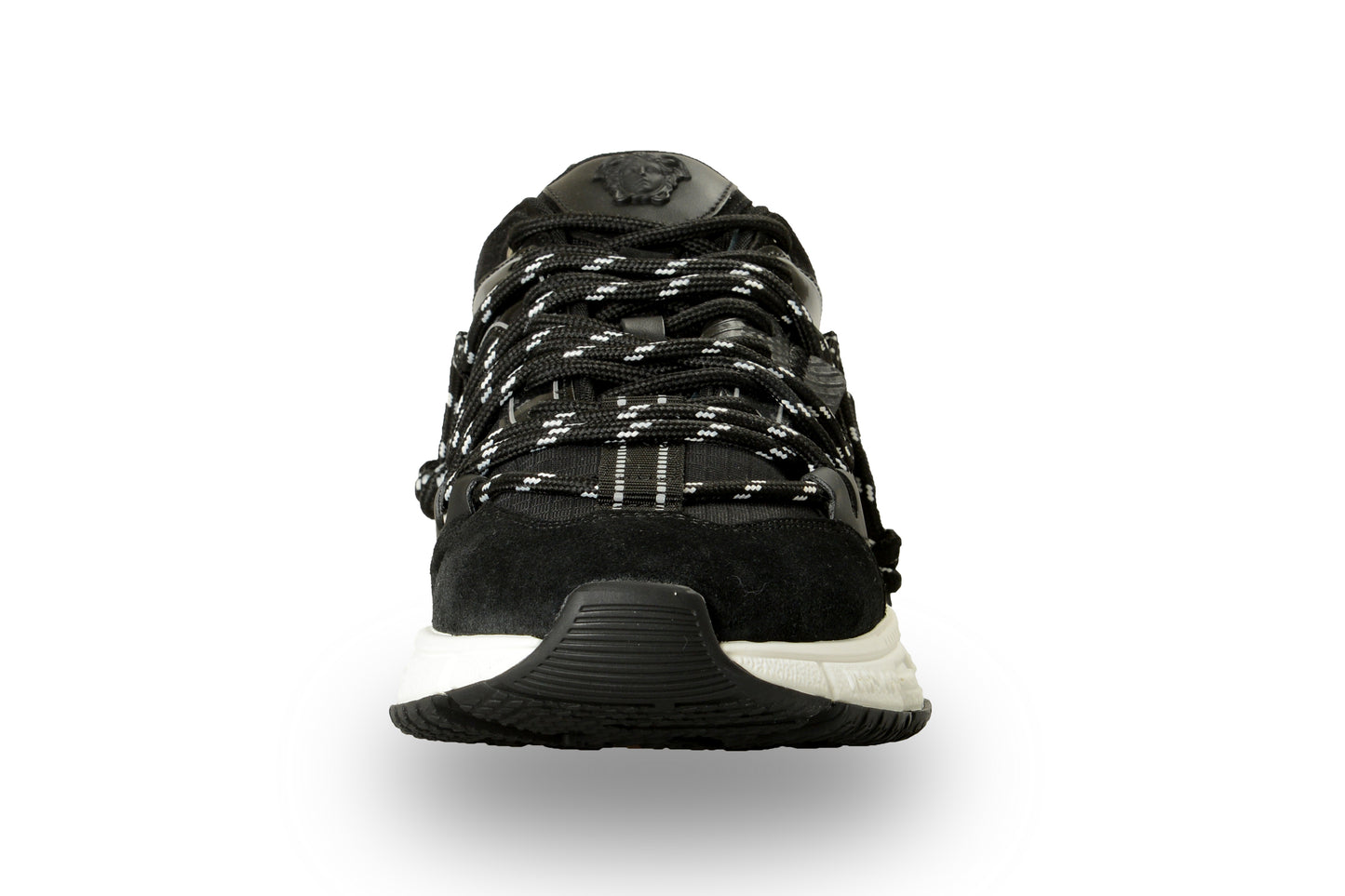 Versace Men's Black Suede & Leather Black Medusa Head Sneakers Shoes US 13 IT 46