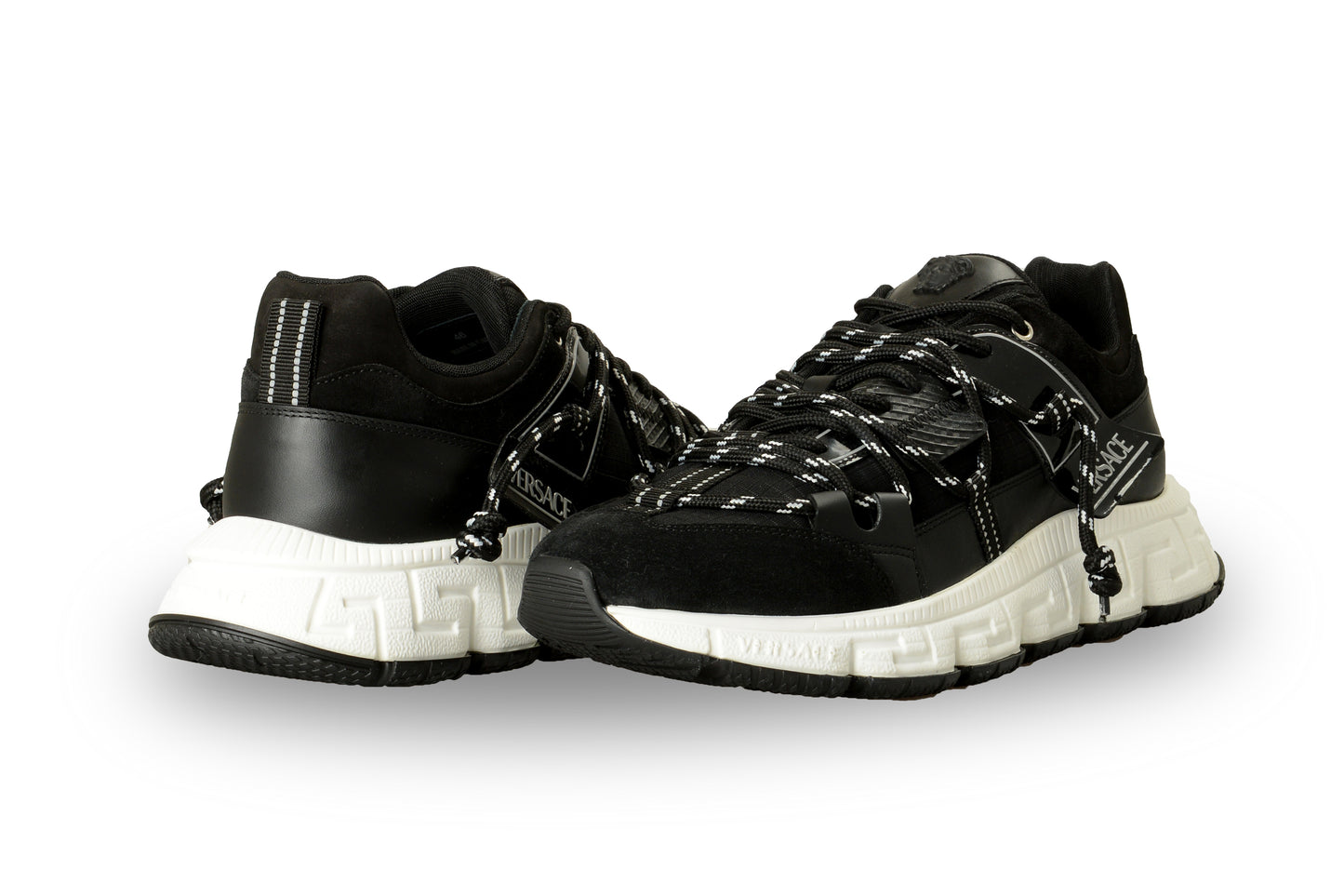 Versace Men's Black Suede & Leather Black Medusa Head Sneakers Shoes US 13 IT 46