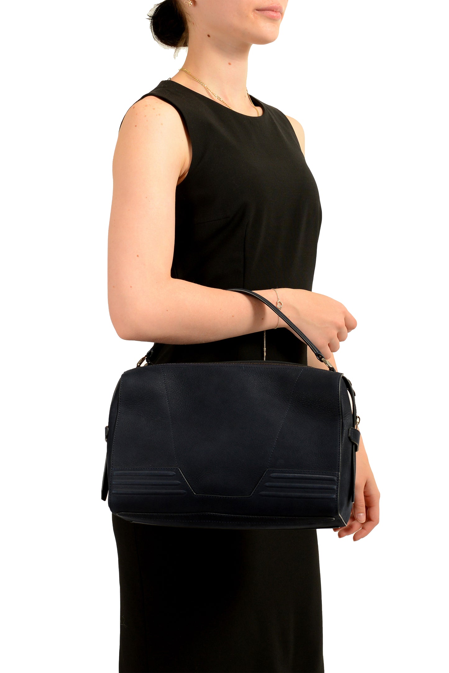 Scuderia Ferrari Navy Blue Suede Nubuck Shoulder Bag