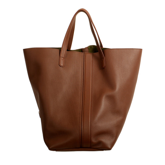 Scuderia Ferrari Brown 100% Grained Leather Shopper Tote Bag