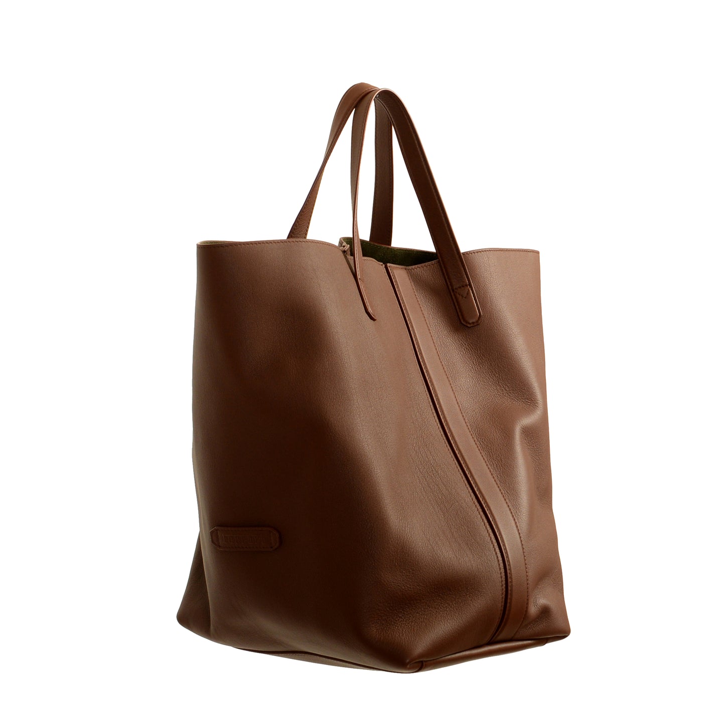 Scuderia Ferrari Brown 100% Grained Leather Shopper Tote Bag