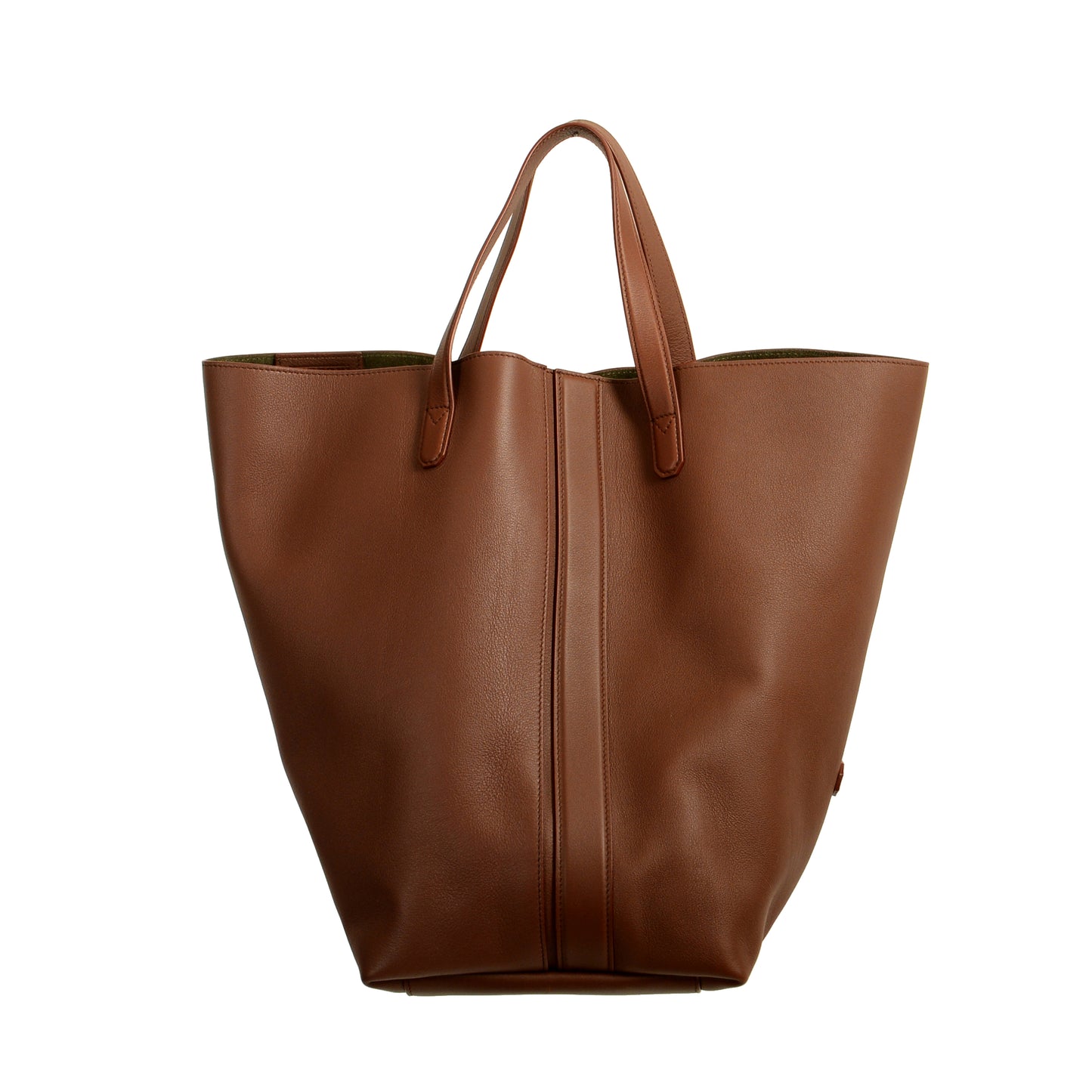 Scuderia Ferrari Brown 100% Grained Leather Shopper Tote Bag