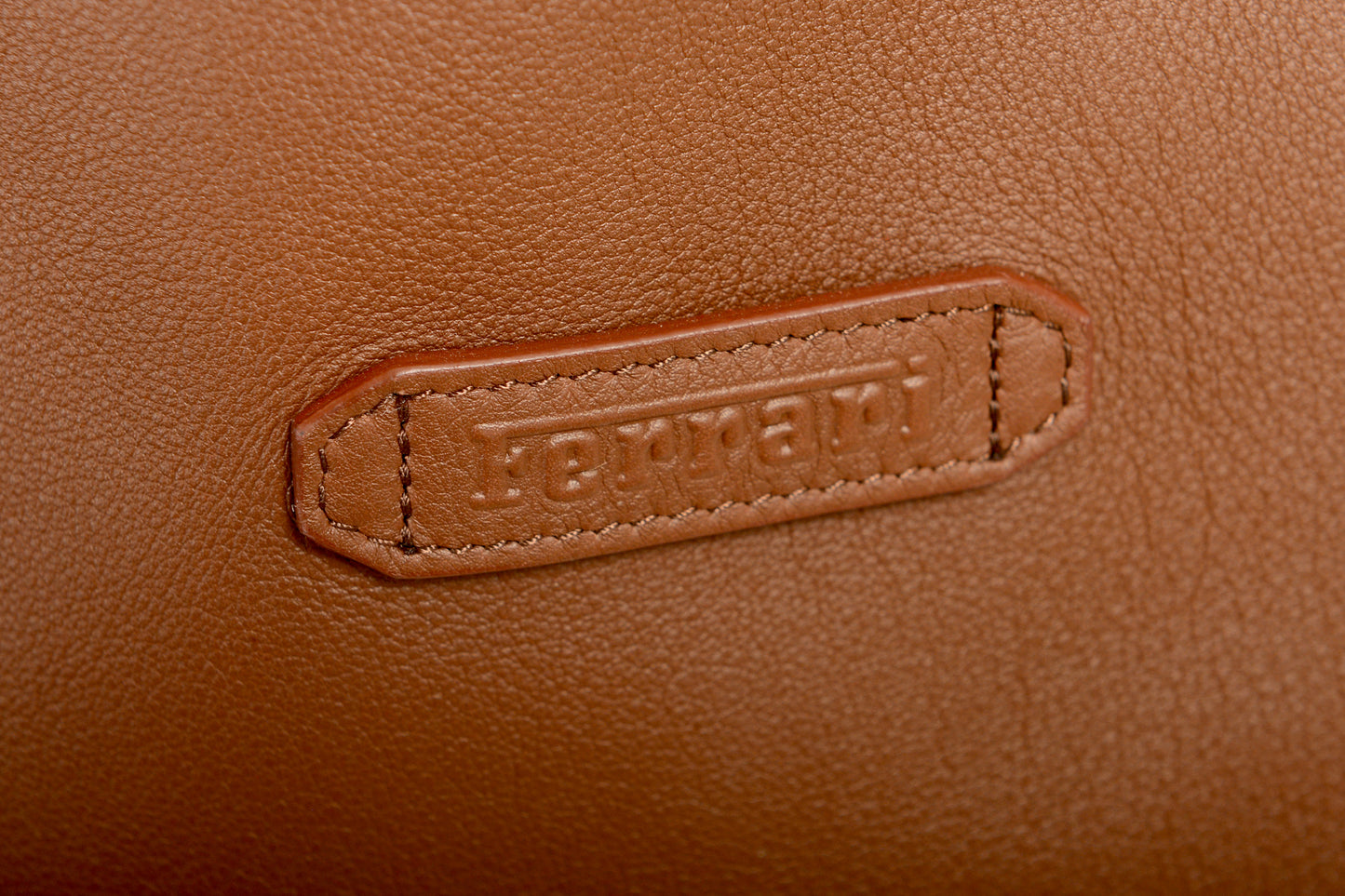 Scuderia Ferrari Brown 100% Grained Leather Shopper Tote Bag