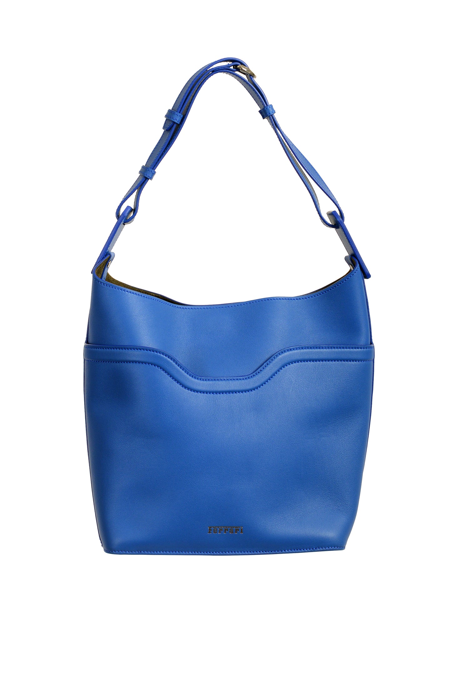 Scuderia Ferrari Blue 100% Grained Leather Bucket Shoulder Bag