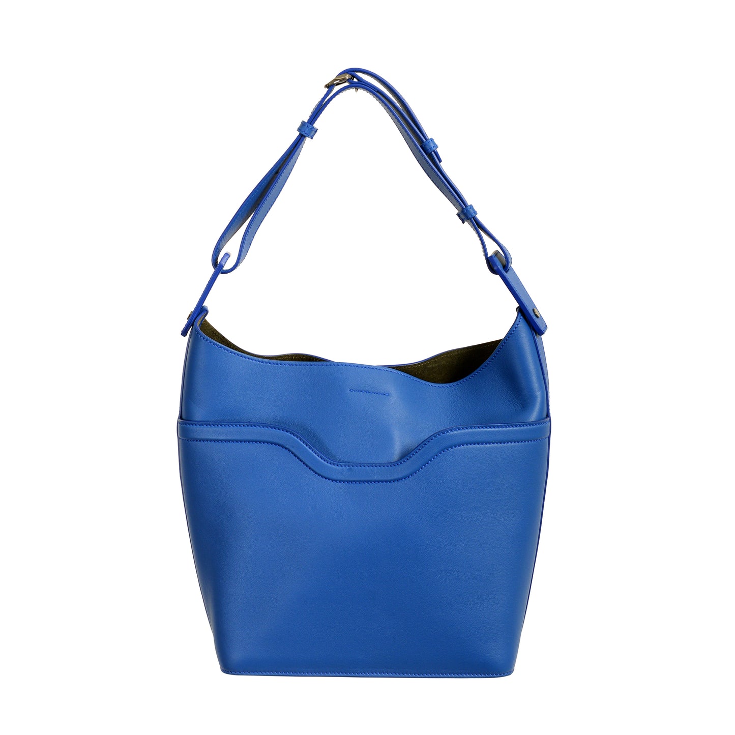 Scuderia Ferrari Blue 100% Grained Leather Bucket Shoulder Bag