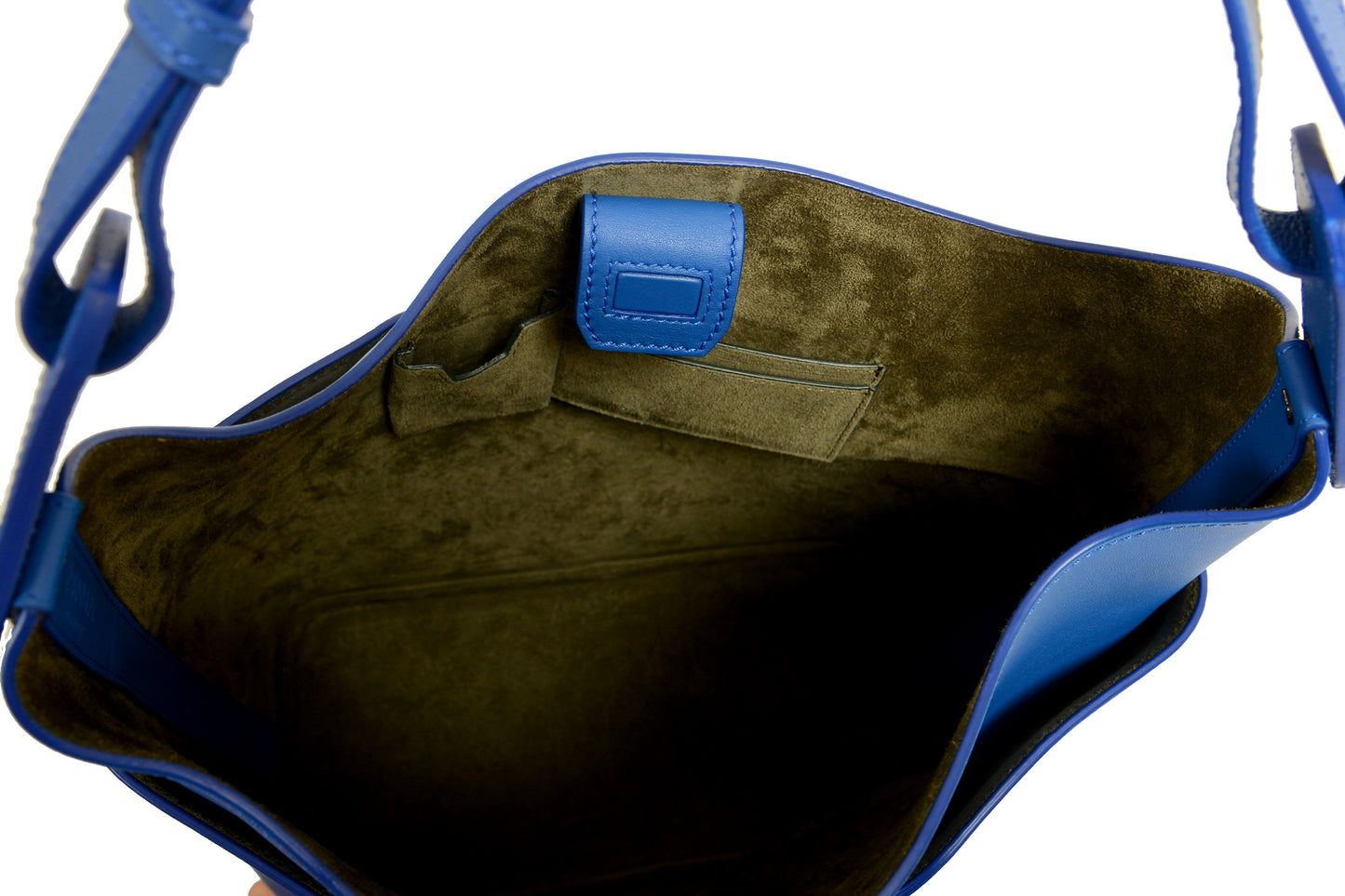 Scuderia Ferrari Blue 100% Grained Leather Bucket Shoulder Bag