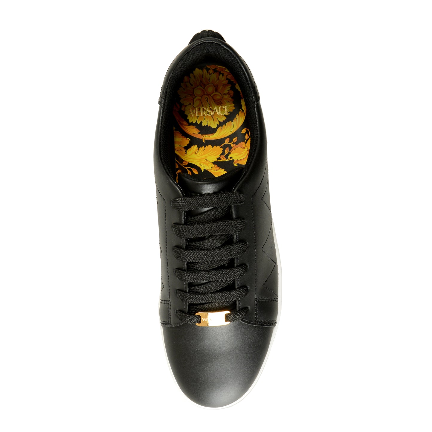 Versace Men's Black 100% Leather Athletic Sneakers Shoes US 7 IT 40