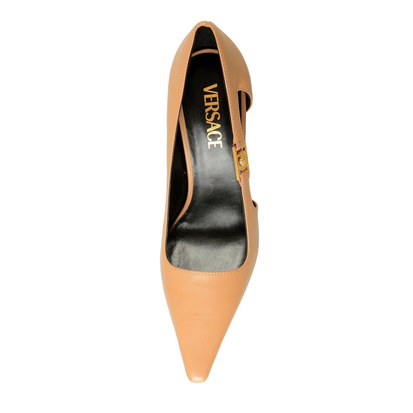 Versace Women's Pale Nude 100% Leather Heeled Pumps Shoes US 7 IT 37