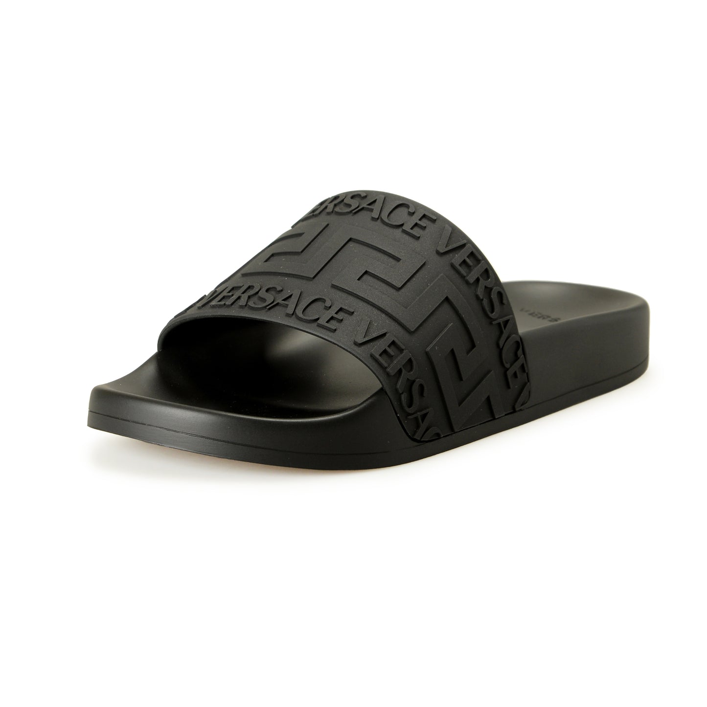 Versace Women's Black Rubber Logo Print Sandals Flip Flops Shoes US 6 IT 36