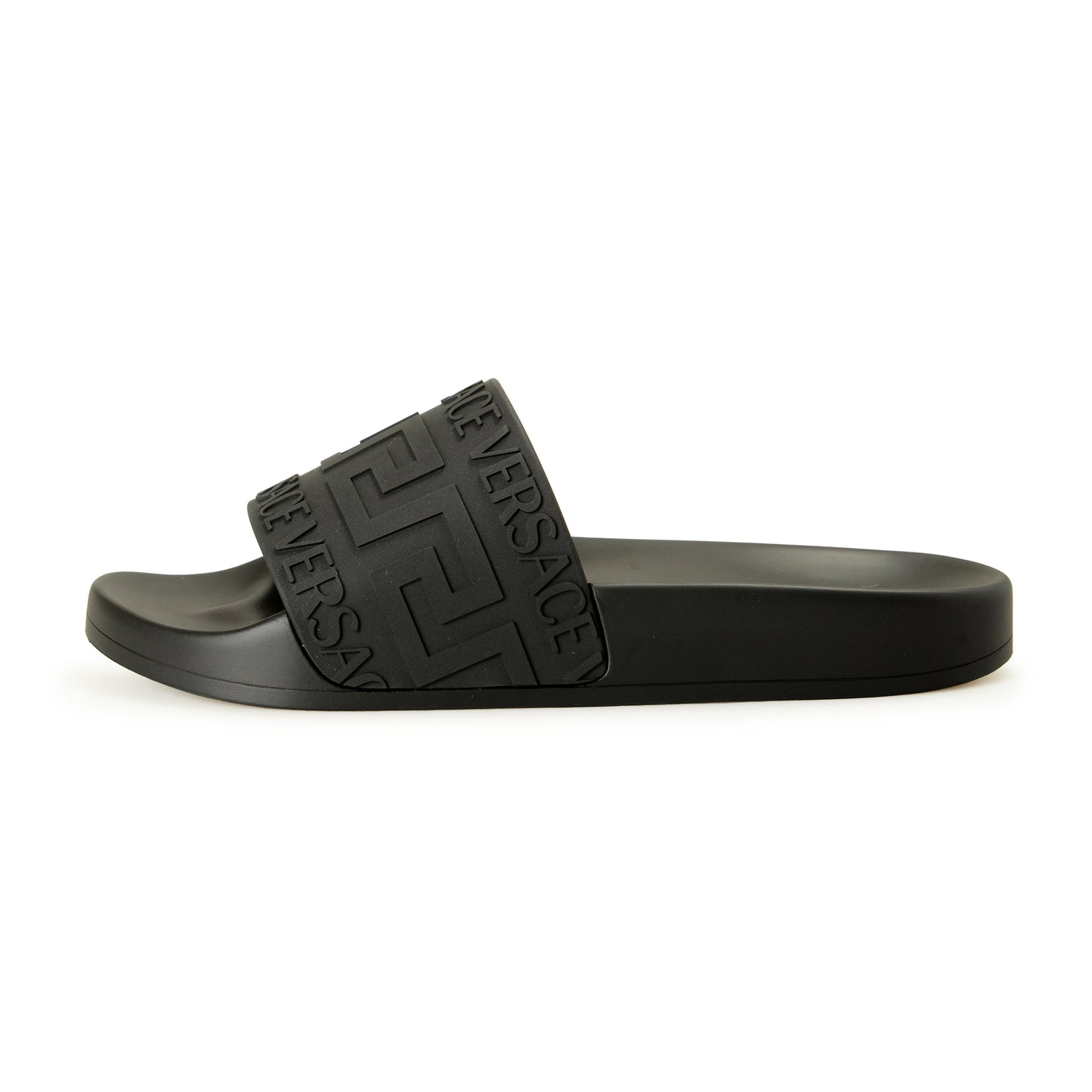 Versace Women's Black Rubber Logo Print Sandals Flip Flops Shoes US 6 IT 36