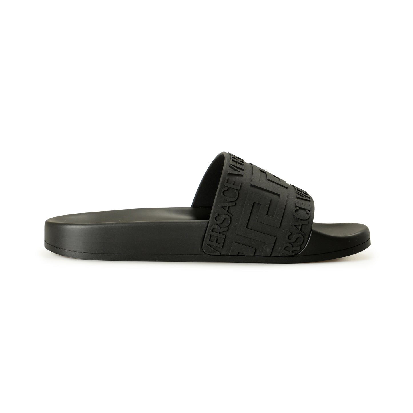 Versace Women's Black Rubber Logo Print Sandals Flip Flops Shoes US 6 IT 36