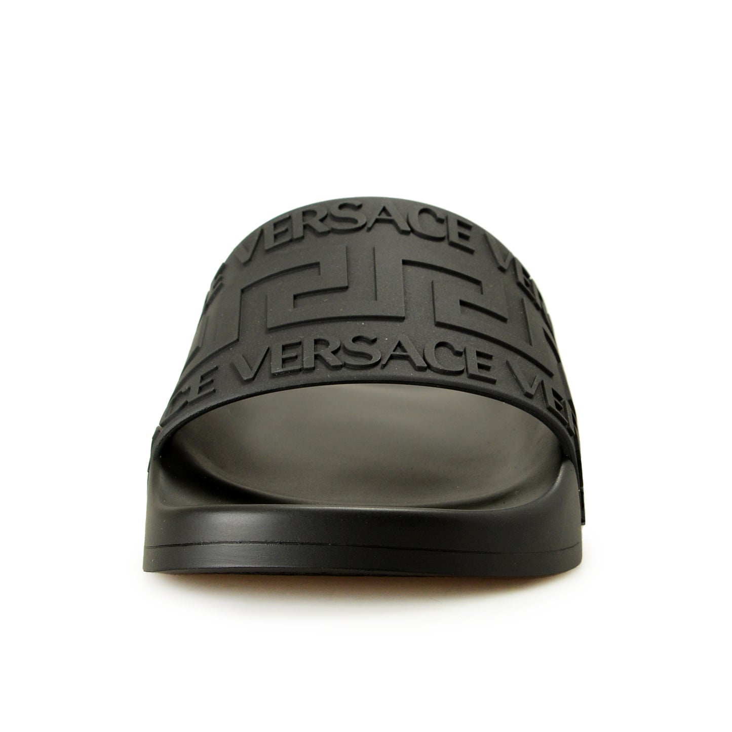 Versace Women's Black Rubber Logo Print Sandals Flip Flops Shoes US 6 IT 36