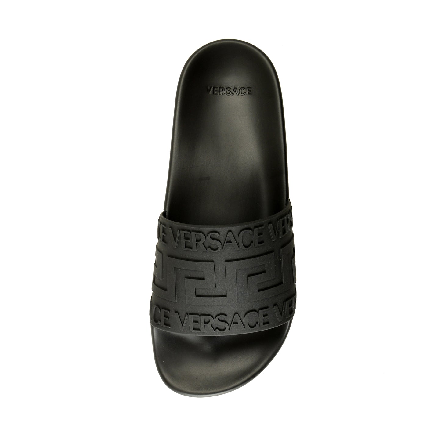 Versace Women's Black Rubber Logo Print Sandals Flip Flops Shoes US 6 IT 36