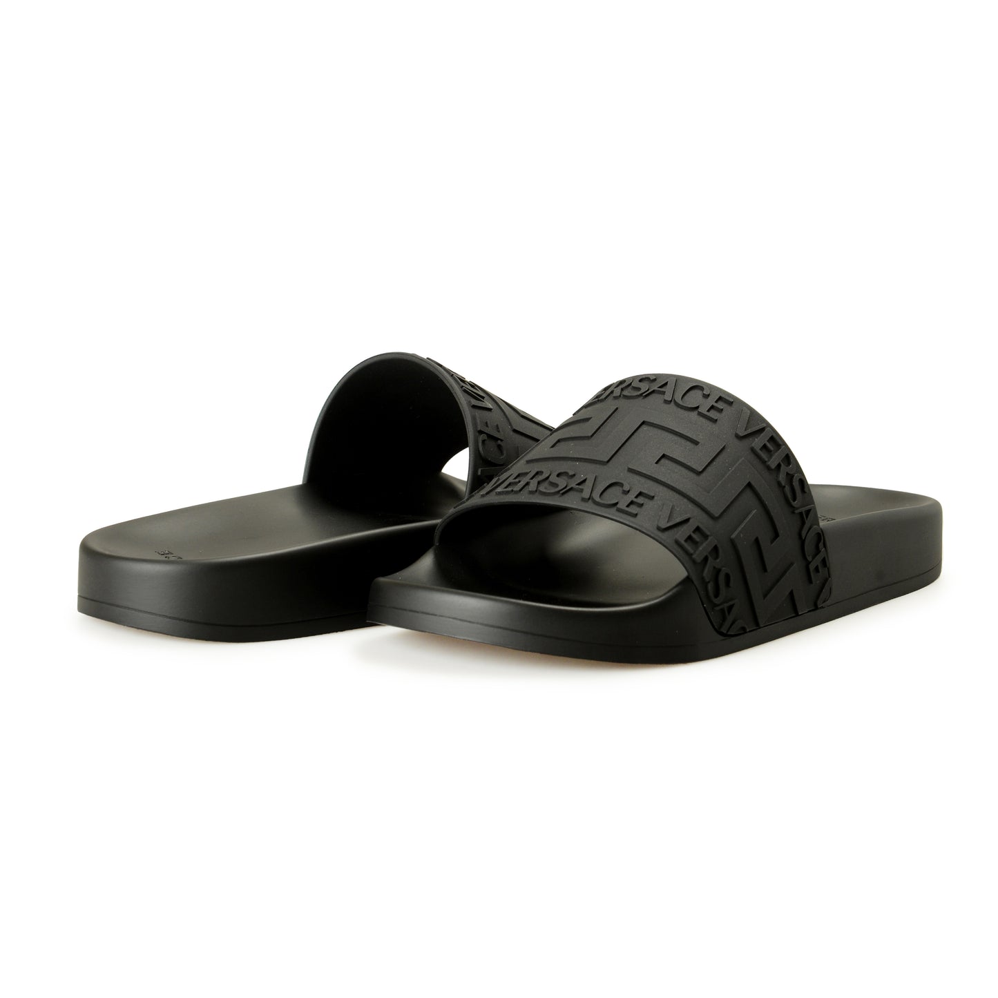 Versace Women's Black Rubber Logo Print Sandals Flip Flops Shoes US 6 IT 36