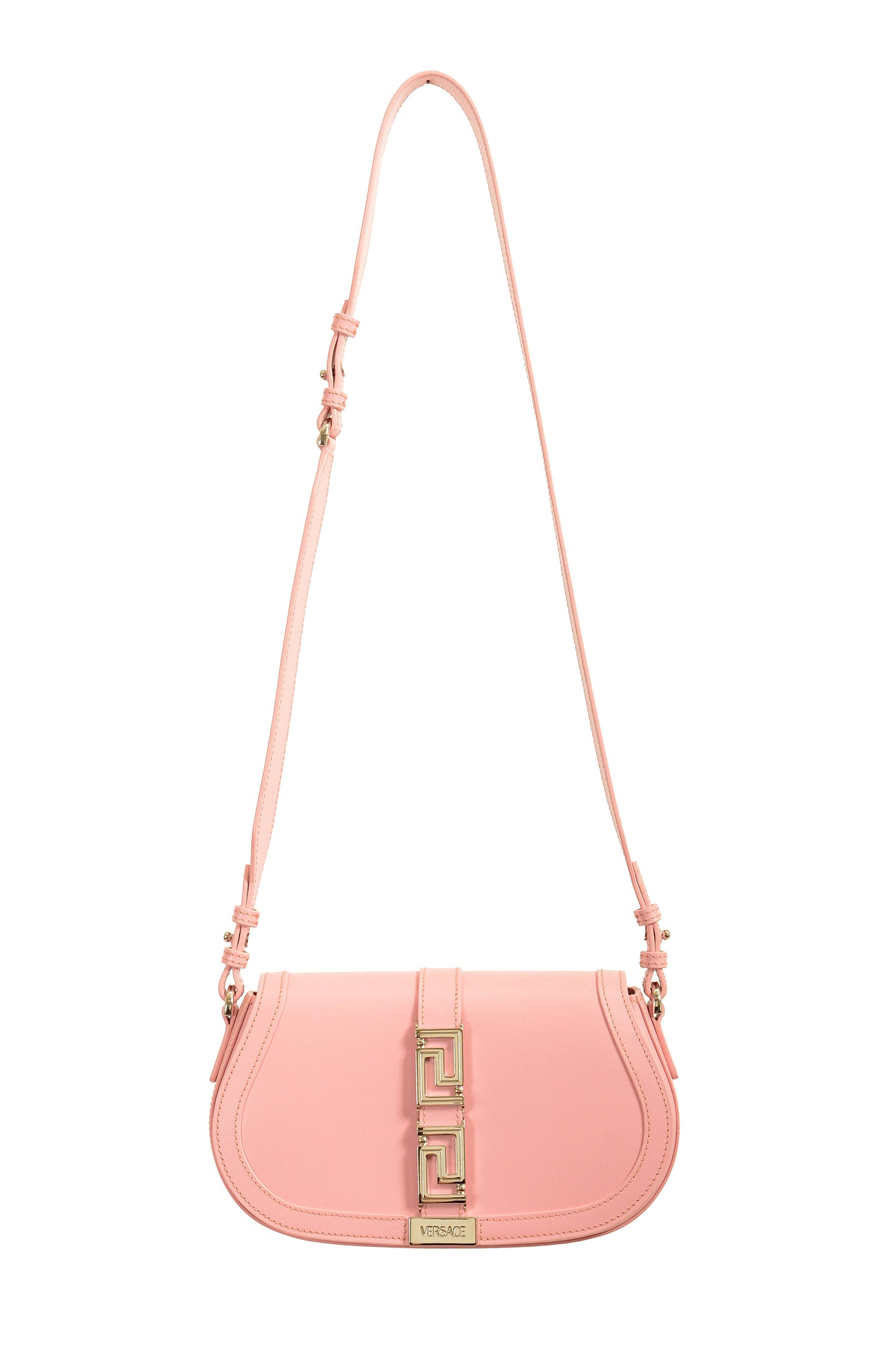 Versace Pink 100% Leather Silver "Greeca Goddess" Chain Handbag Shoulder Bag