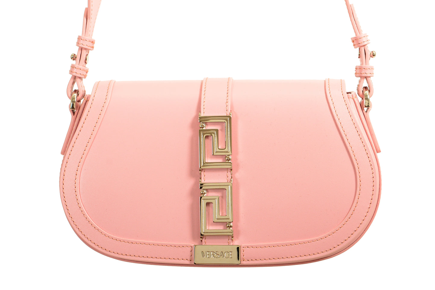 Versace Pink 100% Leather Silver "Greeca Goddess" Chain Handbag Shoulder Bag