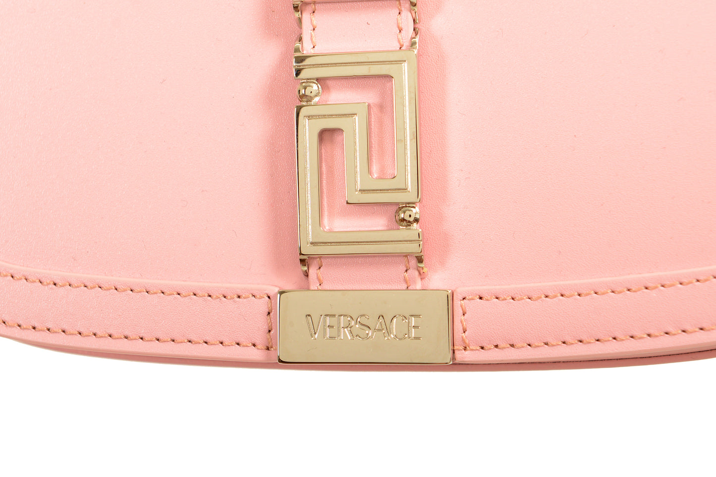 Versace Pink 100% Leather Silver "Greeca Goddess" Chain Handbag Shoulder Bag