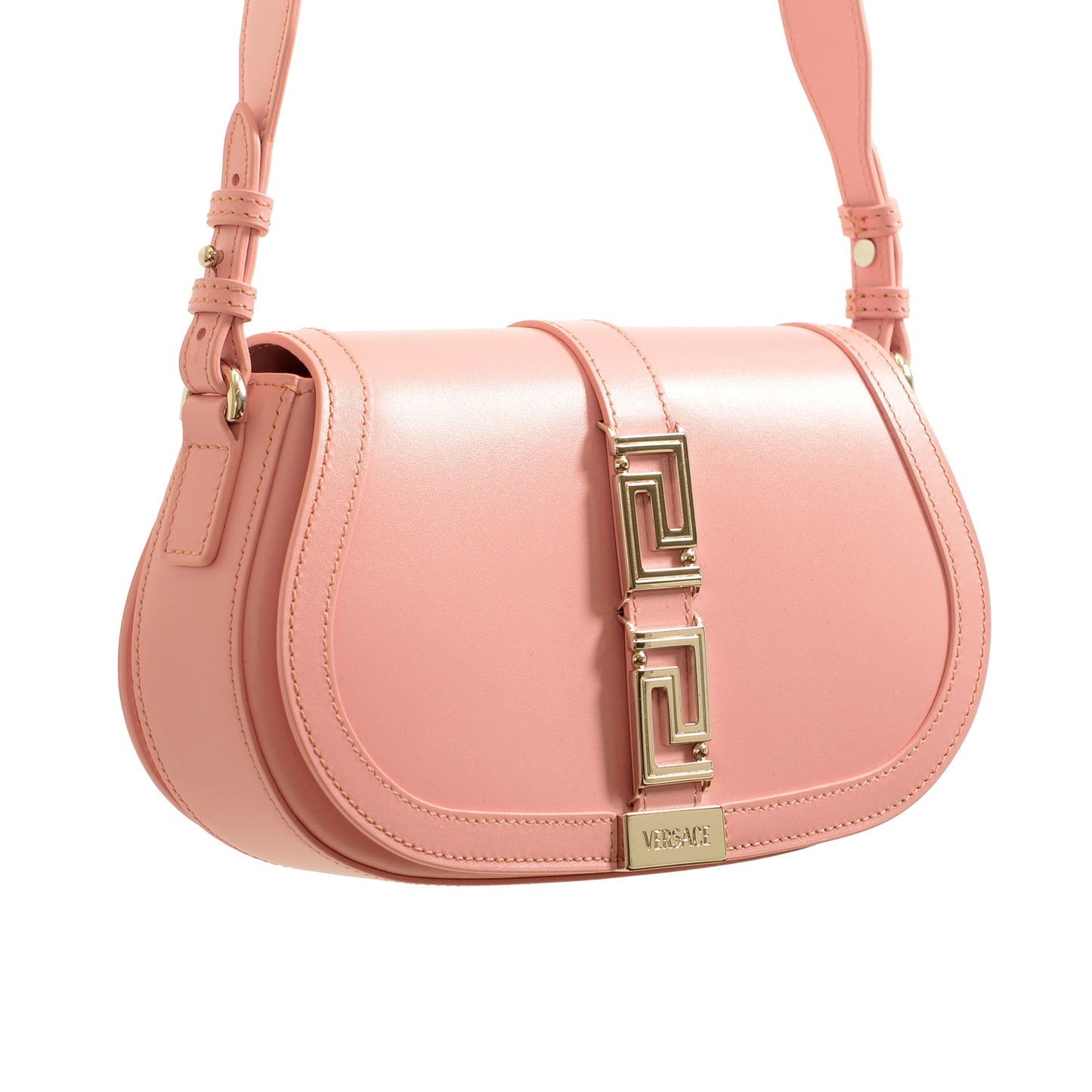 Versace Pink 100% Leather Silver "Greeca Goddess" Chain Handbag Shoulder Bag