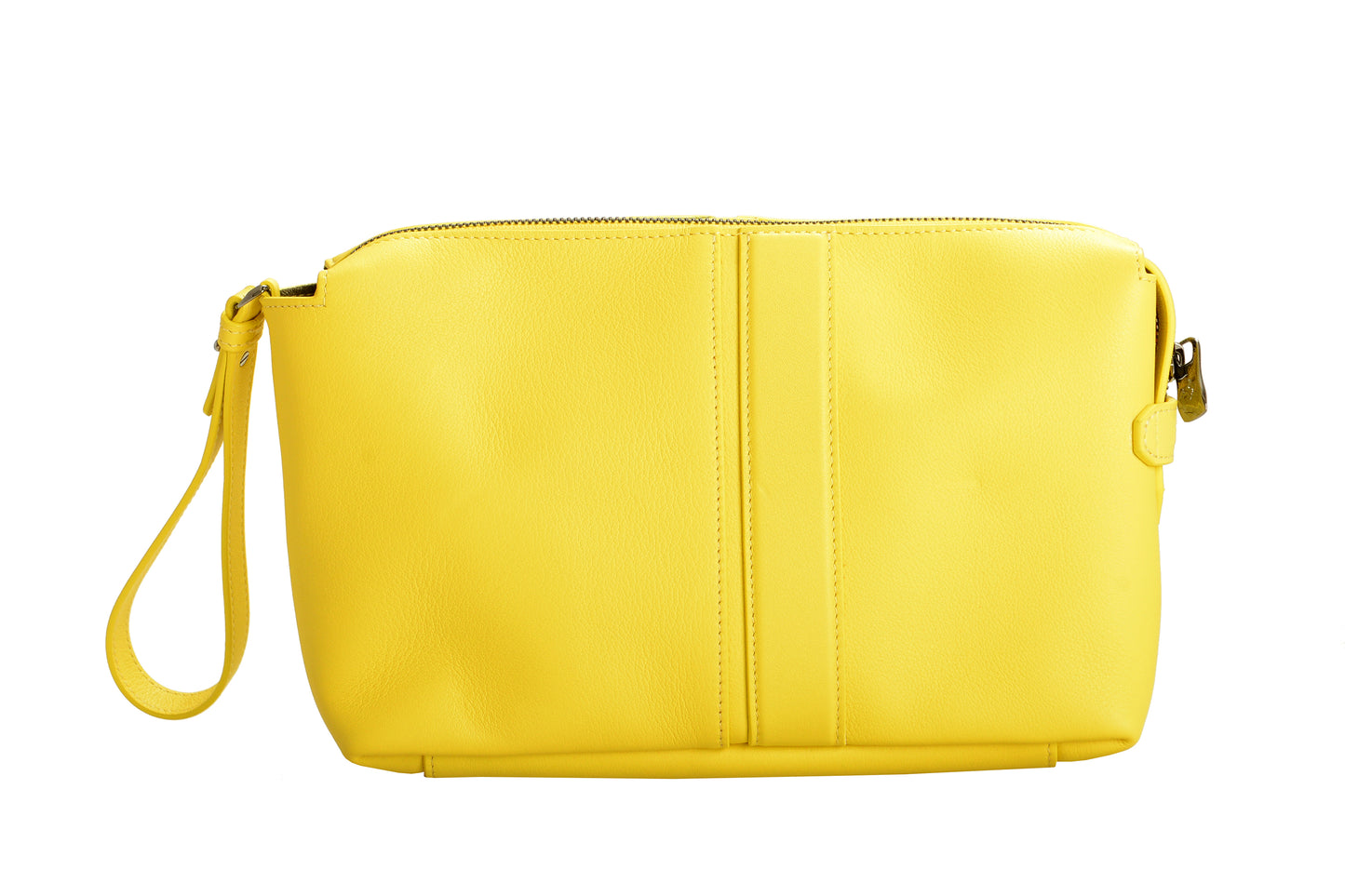 Scuderia Ferrari Women's 100% Grained Leather Yellow Pouch Clutch Bag