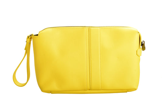 Scuderia Ferrari Women's 100% Grained Leather Yellow Pouch Clutch Bag