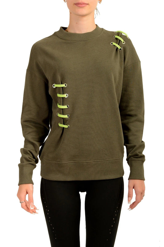 Versace Versus Women's Olive Green Crewneck Sweatshirt US XS IT 38