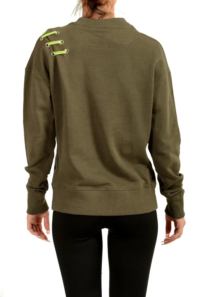 Versace Versus Women's Olive Green Crewneck Sweatshirt US XS IT 38
