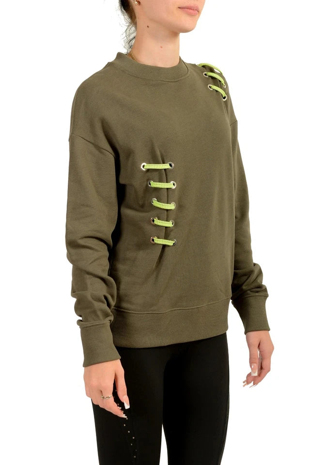 Versace Versus Women's Olive Green Crewneck Sweatshirt US XS IT 38