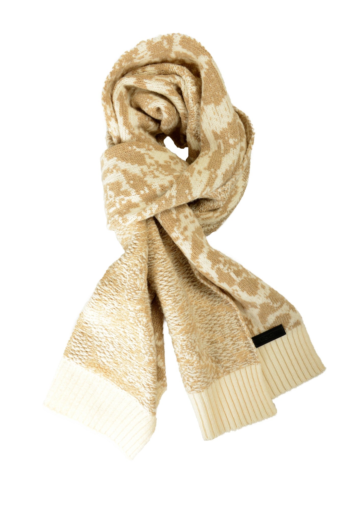 Versace Women's Beige Barocco Print Heavy Knitted 100% Wool Scarf One Size